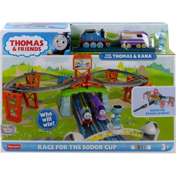 Thomas ampamp Friends Diecast Toy Train Set Race for the Sodor Cup Track Playset with Thomas ampamp Kana Engines for Pretend Play Kids Ages 3 Years