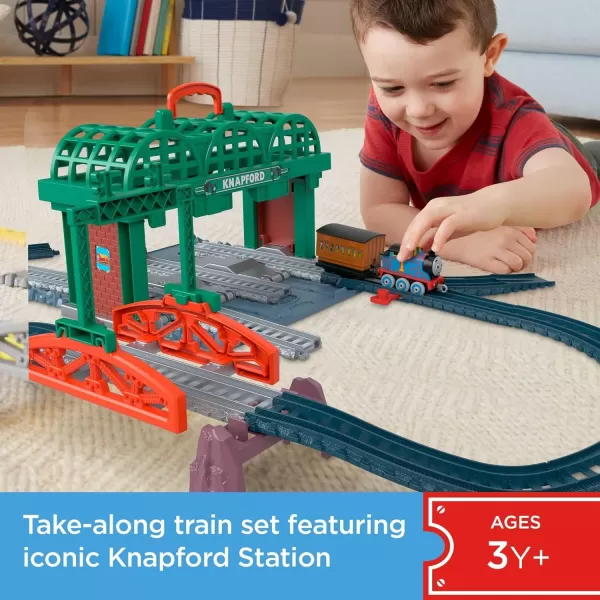 Thomas ampamp Friends Diecast Toy Train ampamp Track Set Knapford Station 2in1 Playset ampamp Storage Case for Preschool Kids Ages 3 Years