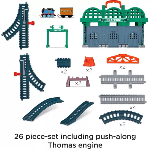 Thomas ampamp Friends Diecast Toy Train ampamp Track Set Knapford Station 2in1 Playset ampamp Storage Case for Preschool Kids Ages 3 Years