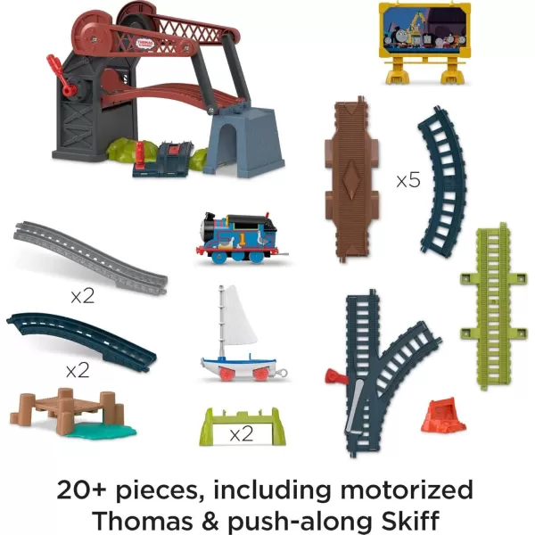 Thomas ampamp Friends Motorized Toy Train Set Bridge Lift Thomas ampamp Skiff Track Playset with Boat for Preschool Pretend Play Kids Ages 3 Years