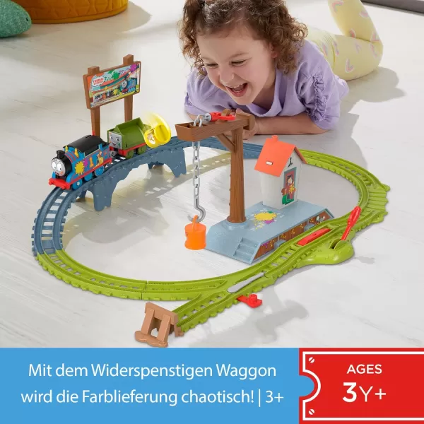 Thomas ampamp Friends Motorized Toy Train Set Fix em Up Friends with Carly the Crane Sandy the Rail Speeder ampamp Thomas for Preschool Kids Ages 3 Years Paint Delivery Set