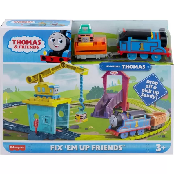 Thomas ampamp Friends Motorized Toy Train Set Fix em Up Friends with Carly the Crane Sandy the Rail Speeder ampamp Thomas for Preschool Kids Ages 3 Years Carly  Sandy Set