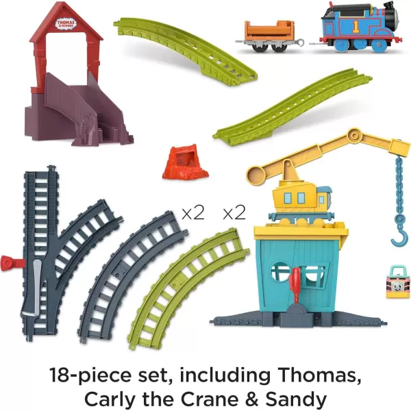 Thomas ampamp Friends Motorized Toy Train Set Fix em Up Friends with Carly the Crane Sandy the Rail Speeder ampamp Thomas for Preschool Kids Ages 3 Years Carly  Sandy Set