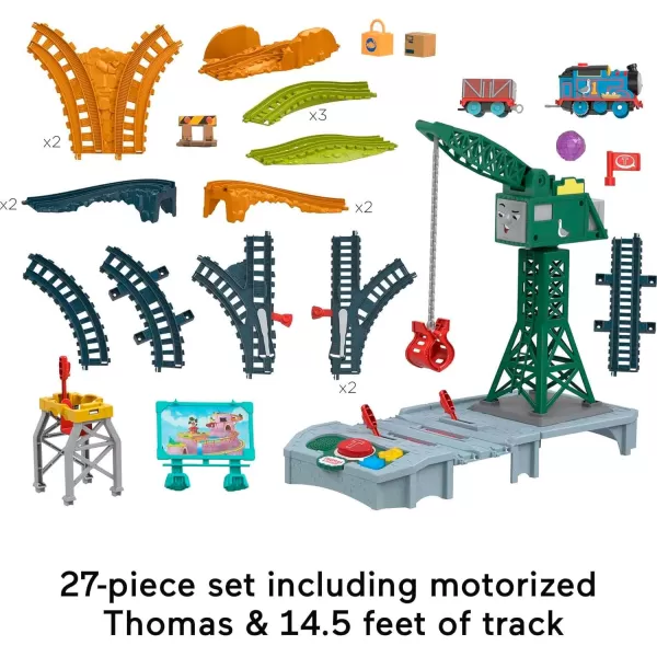 Thomas ampamp Friends Motorized Toy Train Set Talking Cranky Delivery Track Playset with Sounds ampamp Phrases for Pretend Play Kids Ages 3 YearsTalking Cranky Track Set