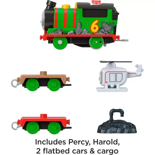 Thomas ampamp Friends Motorized Toy Train Talking Percy Engine with Sounds Phrases ampamp Harold Helicopter for Preschool Pretend Play Kids Ages 3 YearsPercy