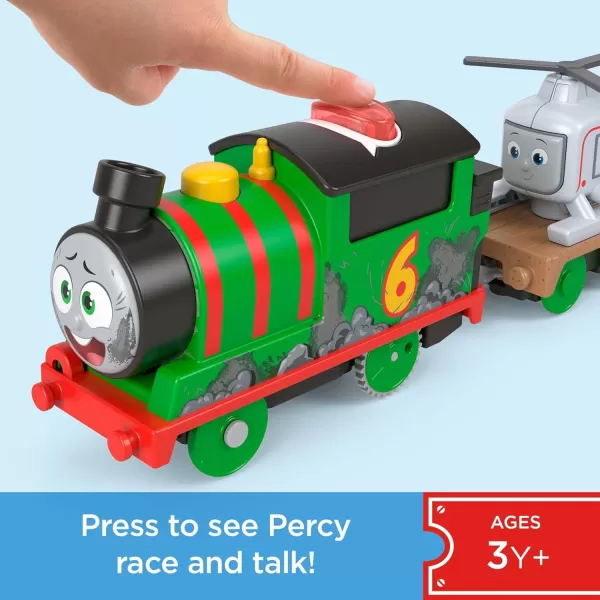 Thomas ampamp Friends Motorized Toy Train Talking Percy Engine with Sounds Phrases ampamp Harold Helicopter for Preschool Pretend Play Kids Ages 3 YearsPercy