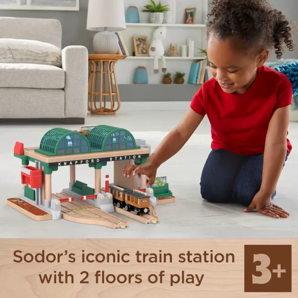 Thomas ampamp Friends Wooden Railway Toy Train Set Knapford Station Passenger Pickup Wood Playset for Preschool Kids Ages 3 Years