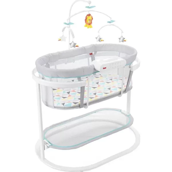 FisherPrice Baby Bedside Sleeper Soothing Motions Bassinet with Lights Music Vibrations ampamp Toy Mobile for Newborns 0 Months WindmillWindmill