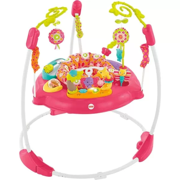 FisherPrice Baby Bouncer Pink Petals Jumperoo Musical Activity Center with Lights Sounds ampamp Developmental ToysPink Flowers Jumperoo