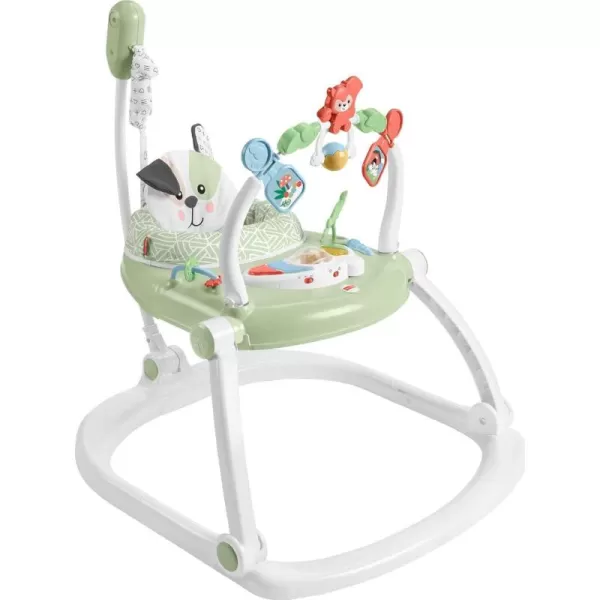 FisherPrice Baby Bouncer SpaceSaver Jumperoo Musical Activity Center with Lights Sounds ampamp Developmental Toys Puppy PerfectionPuppy