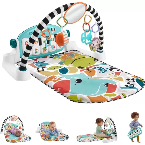 FisherPrice Baby Playmat Kick ampamp Play Piano Gym with Musical and Sensory Toys for Newborn to Toddler Navy FawnLight Blue