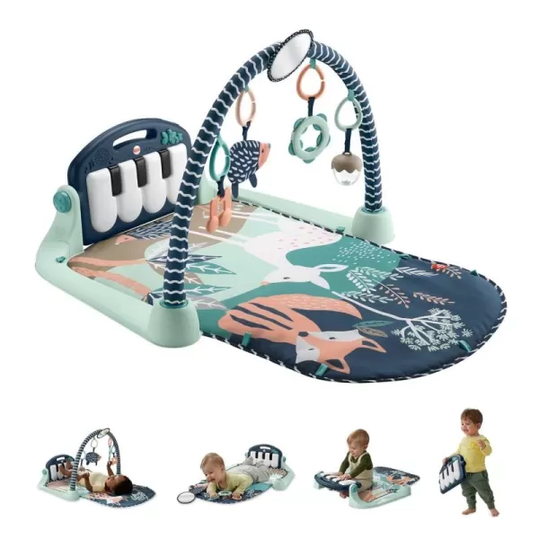 FisherPrice Baby Playmat Kick ampamp Play Piano Gym with Musical and Sensory Toys for Newborn to Toddler Navy FawnNavy