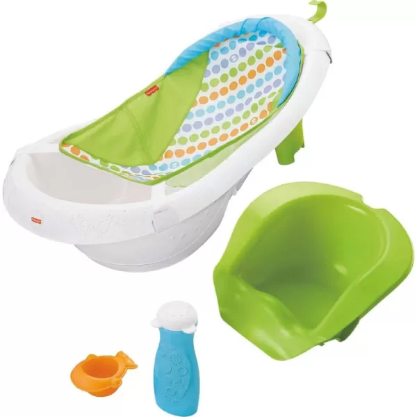 FisherPrice Baby to Toddler Bath 4in1 Sling n Seat Tub with Removable Infant Support and 2 Toys Climbing LeavesGreen