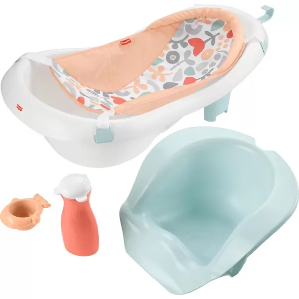 FisherPrice Baby to Toddler Bath 4in1 Sling n Seat Tub with Removable Infant Support and 2 Toys Climbing LeavesSummer Blossoms