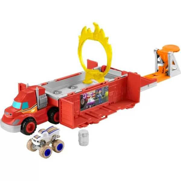 FisherPrice Blaze and The Monster Machines Toy Car Race Track Launch ampamp Stunts Hauler Transforming Playset for Kids Ages 3 Years