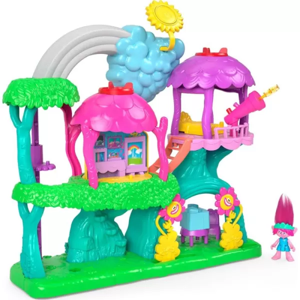 FisherPrice Imaginext DreamWorks Trolls Toy Lights ampamp Sounds Rainbow Treehouse Playset ampamp Poppy Figure for Pretend Play Preschool Kids Ages 3 Years