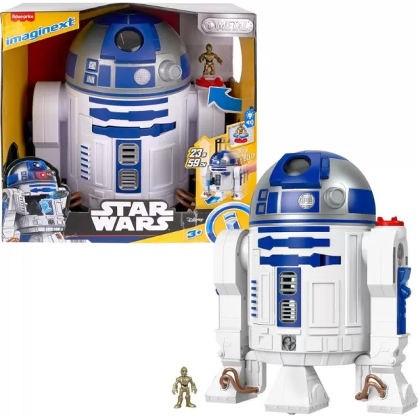 FisherPrice Imaginext Star Wars Toy R2D2 175 in Tall with Lights Sounds ampamp C3P0 Metal Character Key for Kids Ages 3 Years