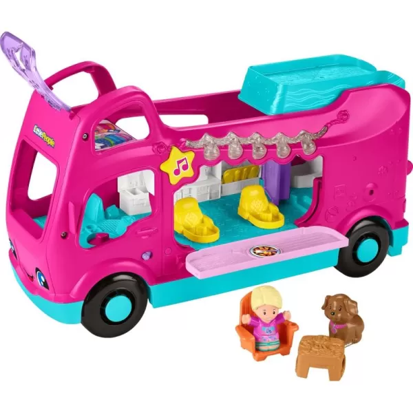 FisherPrice Little People Toddler Toy Barbie Little Dreamcamper RV Playset with Music ampamp Lights for Pretend Play Kids Ages 18 Months