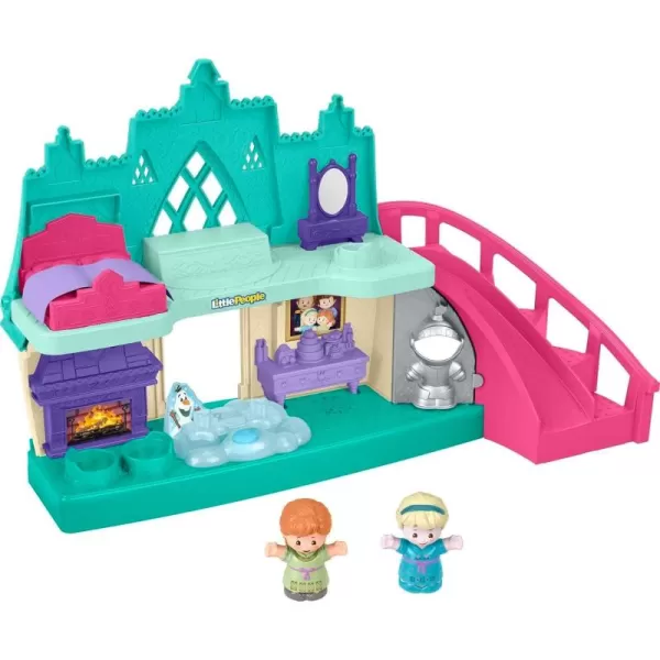 FisherPrice Little People Toddler Toy Disney Frozen Arendelle Castle Playset with Lights Sounds Anna ampamp Elsa Figures for Pretend Play Ages 18 Months