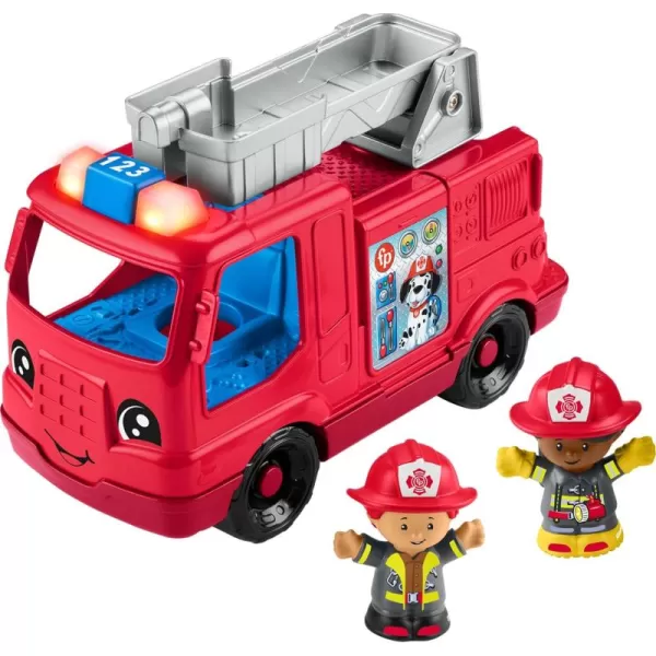 FisherPrice Little People Toddler Toy Fire Truck Musical PushAlong Vehicle with 2 Figures for Pretend Play Ages 1 Years