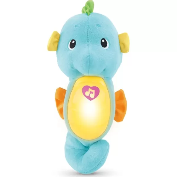 FisherPrice Musical Baby Toy Soothe ampamp Glow Seahorse Plush Sound Machine with Lights ampamp Volume Control for Newborns BlueBlue EasytoOpen Packaging
