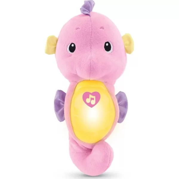 FisherPrice Musical Baby Toy Soothe ampamp Glow Seahorse Plush Sound Machine with Lights ampamp Volume Control for Newborns BluePink EasytoOpen Packaging