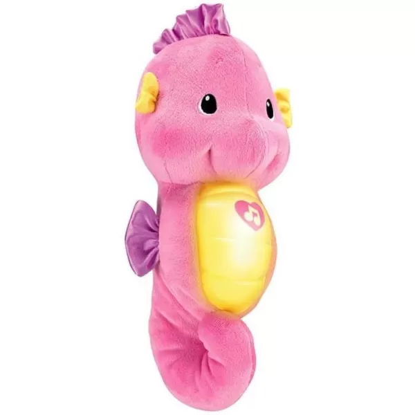 FisherPrice Musical Baby Toy Soothe ampamp Glow Seahorse Plush Sound Machine with Lights ampamp Volume Control for Newborns BluePink Retail Packaging