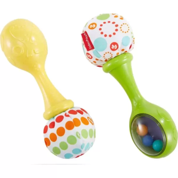 FisherPrice Newborn Toys Rattle n Rock Maracas 2 Soft Musical Instruments for Developmental Play Babies Ages 3 Months Green ampamp YellowGreenYellow Rattle