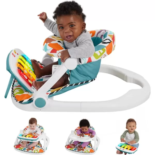 FisherPrice Portable Baby Chair Kick ampamp Play Deluxe SitMeUp Seat with Piano Learning Toy and Snack Tray for Infants to ToddlersBlue