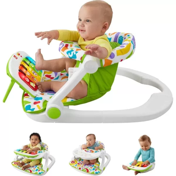 FisherPrice Portable Baby Chair Kick ampamp Play Deluxe SitMeUp Seat with Piano Learning Toy and Snack Tray for Infants to ToddlersGreen