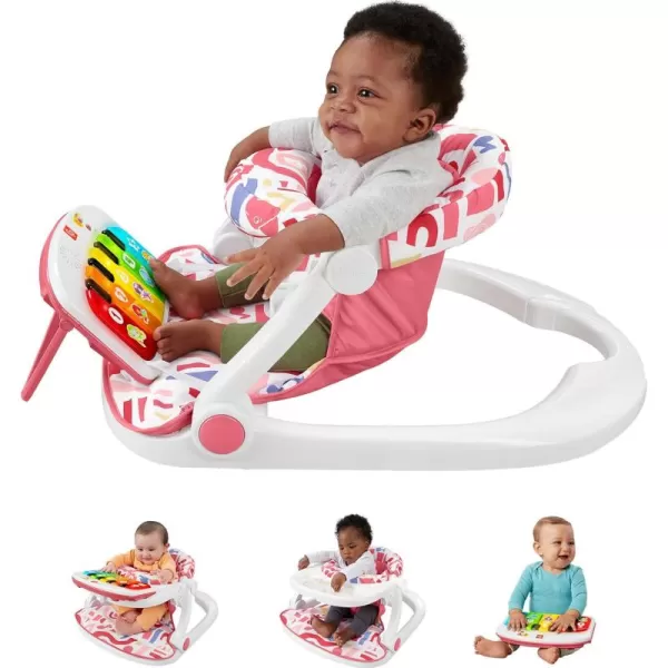 FisherPrice Portable Baby Chair Kick ampamp Play Deluxe SitMeUp Seat with Piano Learning Toy and Snack Tray for Infants to ToddlersPink