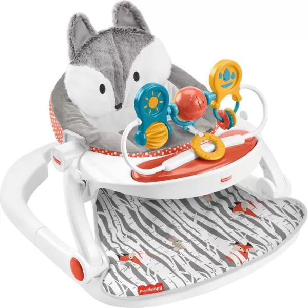 FisherPrice Portable Baby Chair Premium SitMeUp Floor Seat with Snack Tray Toy Bar ampamp Plush Washable Seat Pad PeekaBoo FoxPeekaboo Fox