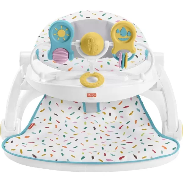 FisherPrice Portable Baby Chair Premium SitMeUp Floor Seat with Snack Tray Toy Bar ampamp Plush Washable Seat Pad PeekaBoo FoxRainbow Sprinkles
