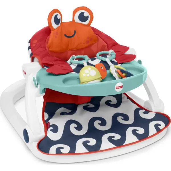 FisherPrice Portable Baby Chair SitMeUp Floor Seat CrabThemed with Snack Tray Developmental Activity Toys ampamp Washable Seat PadCrab