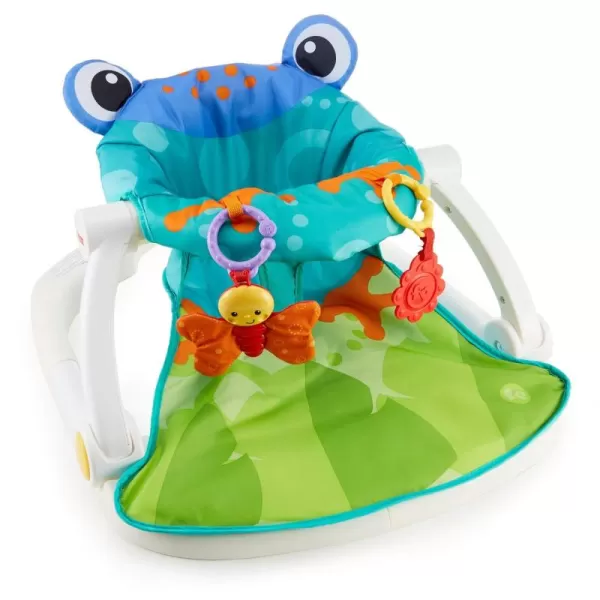 FisherPrice Portable Baby Chair SitMeUp Floor Seat with Developmental Toys ampamp Machine Washable Seat Pad WindmillFrog