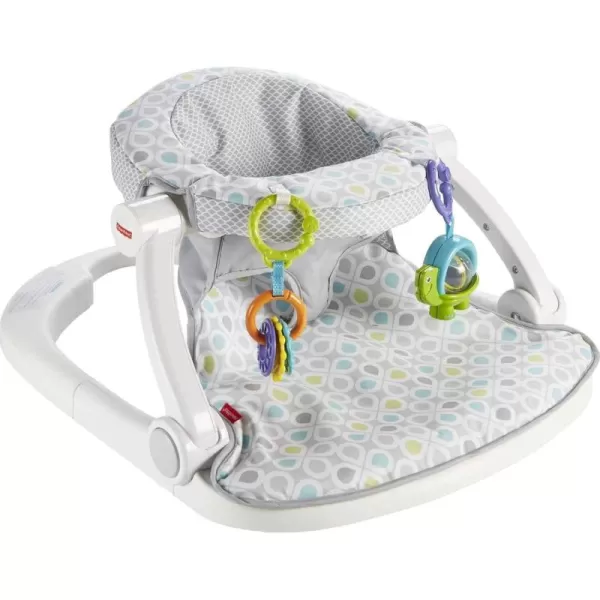 FisherPrice Portable Baby Chair SitMeUp Floor Seat with Developmental Toys ampamp Machine Washable Seat Pad WindmillGrey