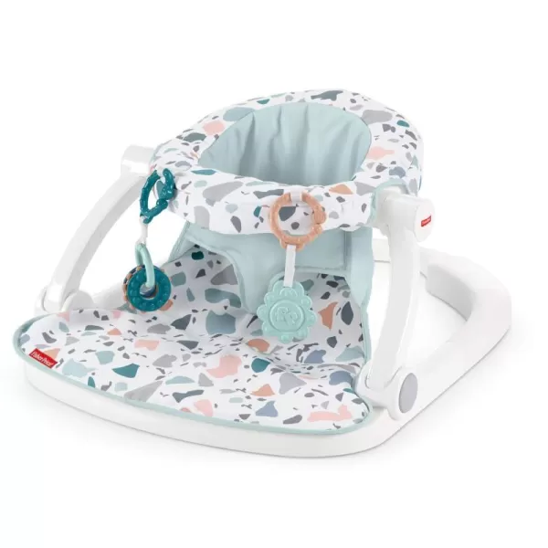 FisherPrice Portable Baby Chair SitMeUp Floor Seat with Developmental Toys ampamp Machine Washable Seat Pad WindmillPacific Pebble
