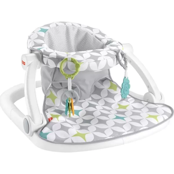FisherPrice Portable Baby Chair SitMeUp Floor Seat with Developmental Toys ampamp Machine Washable Seat Pad WindmillStarlight Bursts