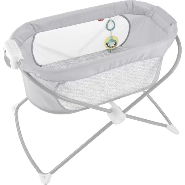 FisherPrice Portable Baby Crib Soothing View Vibe Bassinet with Music Vibrations ampamp Slim Fold for Travel Newborns 0 Months HearthstoneHearthstone