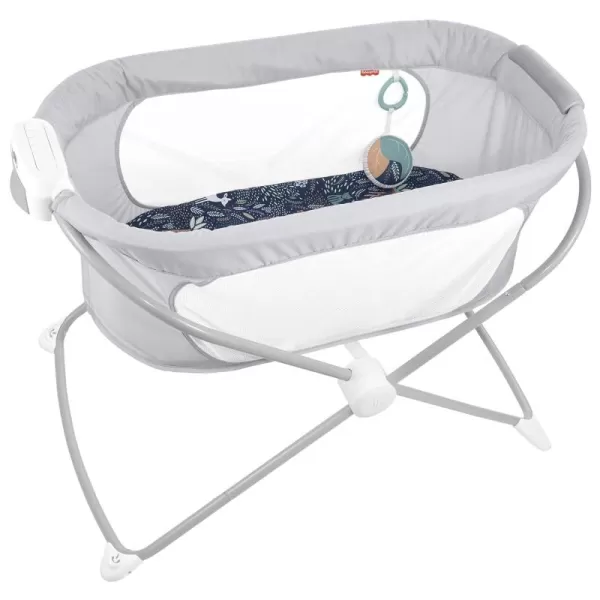 FisherPrice Portable Baby Crib Soothing View Vibe Bassinet with Music Vibrations ampamp Slim Fold for Travel Newborns 0 Months Moonlight ForestMoonlight Forest