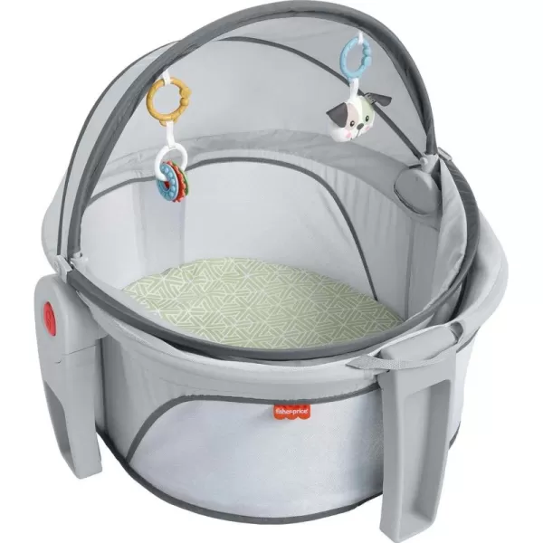 FisherPrice Portable Bassinet OnTheGo Baby Dome Travel Play Space with Developmental Newborn Toys ampamp Canopy Puppy Perfection