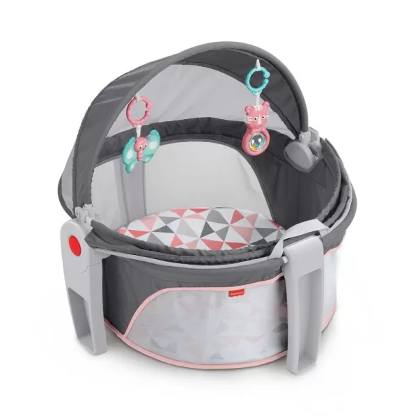 FisherPrice Portable Bassinet OnTheGo Baby Dome Travel Play Space with Developmental Newborn Toys ampamp Canopy Rosy Windmill