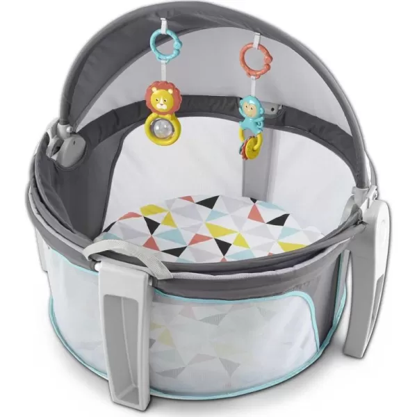 FisherPrice Portable Bassinet OnTheGo Baby Dome Travel Play Space with Developmental Newborn Toys ampamp Canopy Windmill