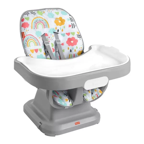 FisherPrice SpaceSaver Simple Clean High Chair Baby to Toddler Portable Dining Seat with Removable Tray Liner WindmillPink