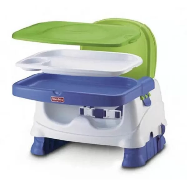 FisherPrice Toddler Booster Seat Healthy Care Deluxe Blue Adjustable Chair for Dining Table ampamp Travel with Baby Dishwasher Safe TraySimplified Packaging