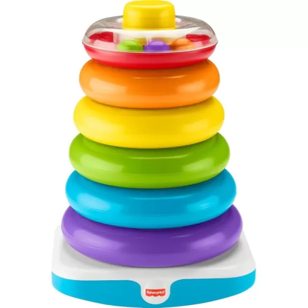 FisherPrice Toddler Toy Giant RockAStack 6 Stacking Rings with RolyPoly Base for Ages 1 Years 14 Inches Tall