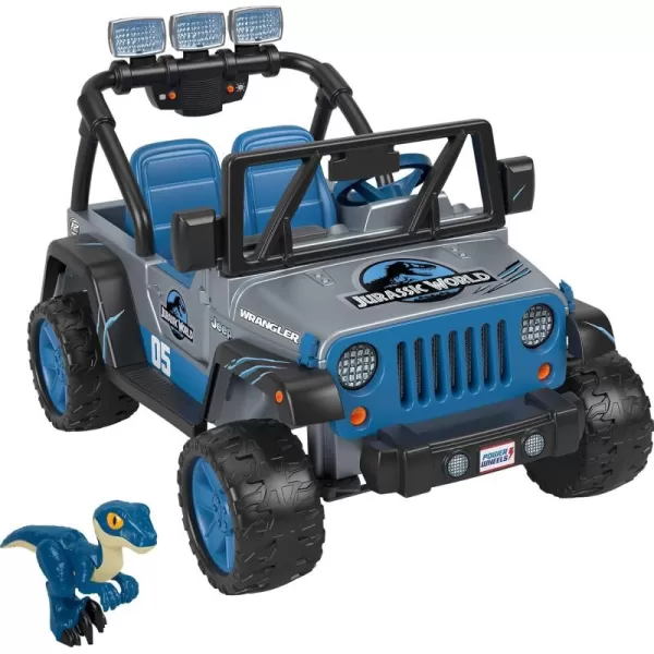 Power Wheels Jurassic World Dino Damage Jeep Wrangler RideOn Toy with Lights Sounds and Dinosaur Toy MultiTerrain Traction Preschool Toy Seats 2Jurassic World Jeep