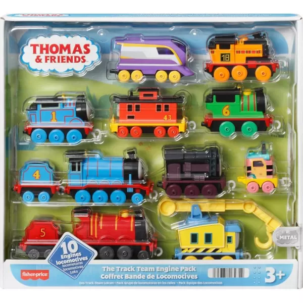 Thomas ampamp Friends Diecast Toy Trains The Track Team Engine Pack 10 PushAlong Vehicles for Pretend Play Preschool Kids Ages 3 Years
