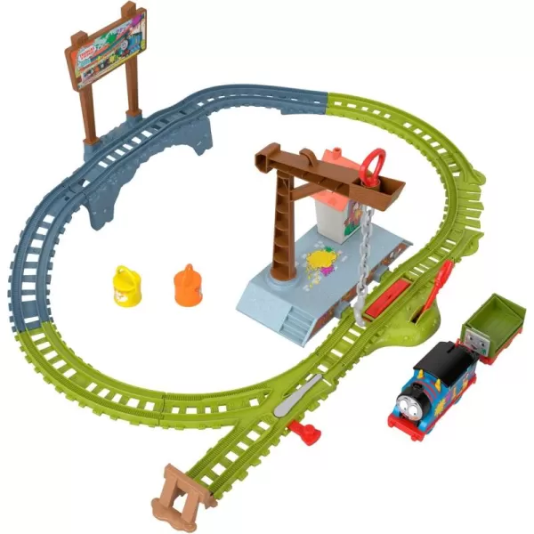Thomas ampamp Friends Motorized Toy Train Set Fix em Up Friends with Carly the Crane Sandy the Rail Speeder ampamp Thomas for Preschool Kids Ages 3 Years Paint Delivery Set