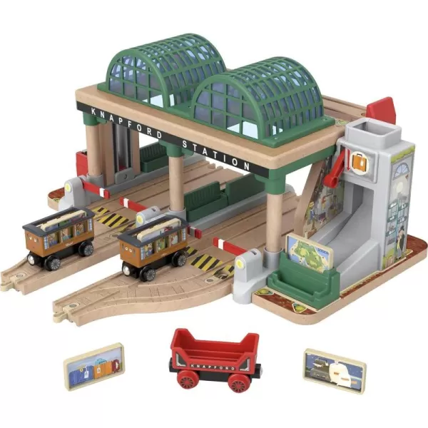 Thomas ampamp Friends Wooden Railway Toy Train Set Knapford Station Passenger Pickup Wood Playset for Preschool Kids Ages 3 Years
